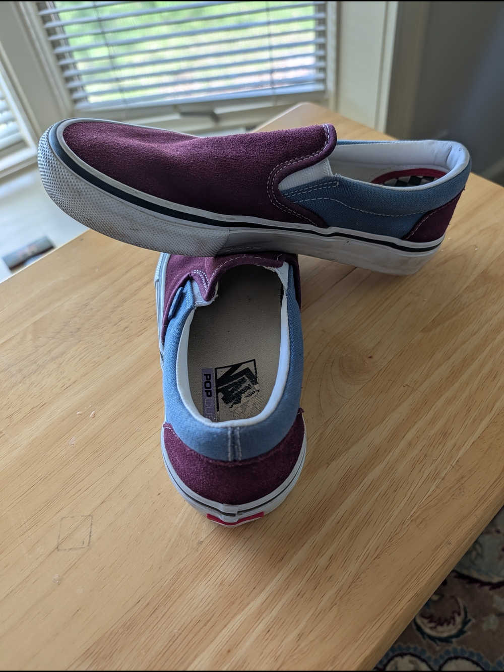 Vans Slip-On Loafers - Burgundy and Light Blue
